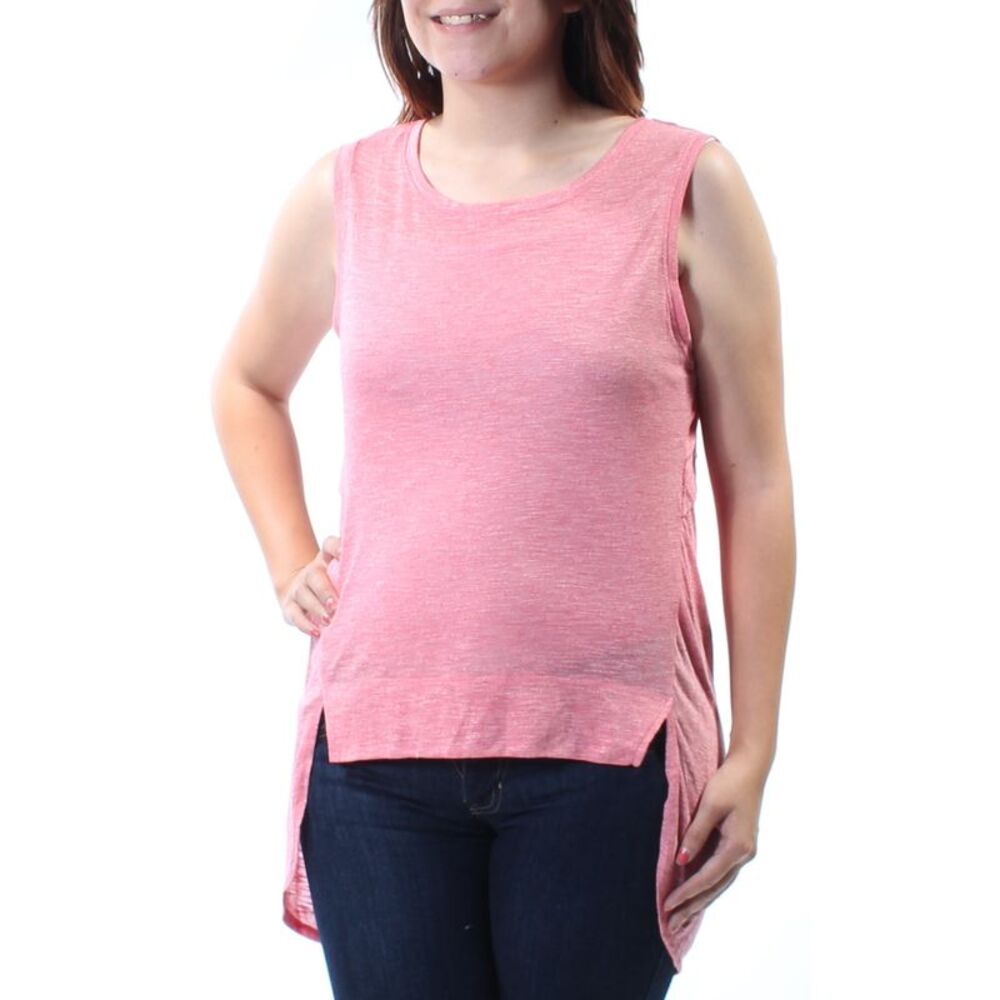 KIIND OF Womens Pink Sleeveless Jewel Neck Hi-Lo Top Size: S